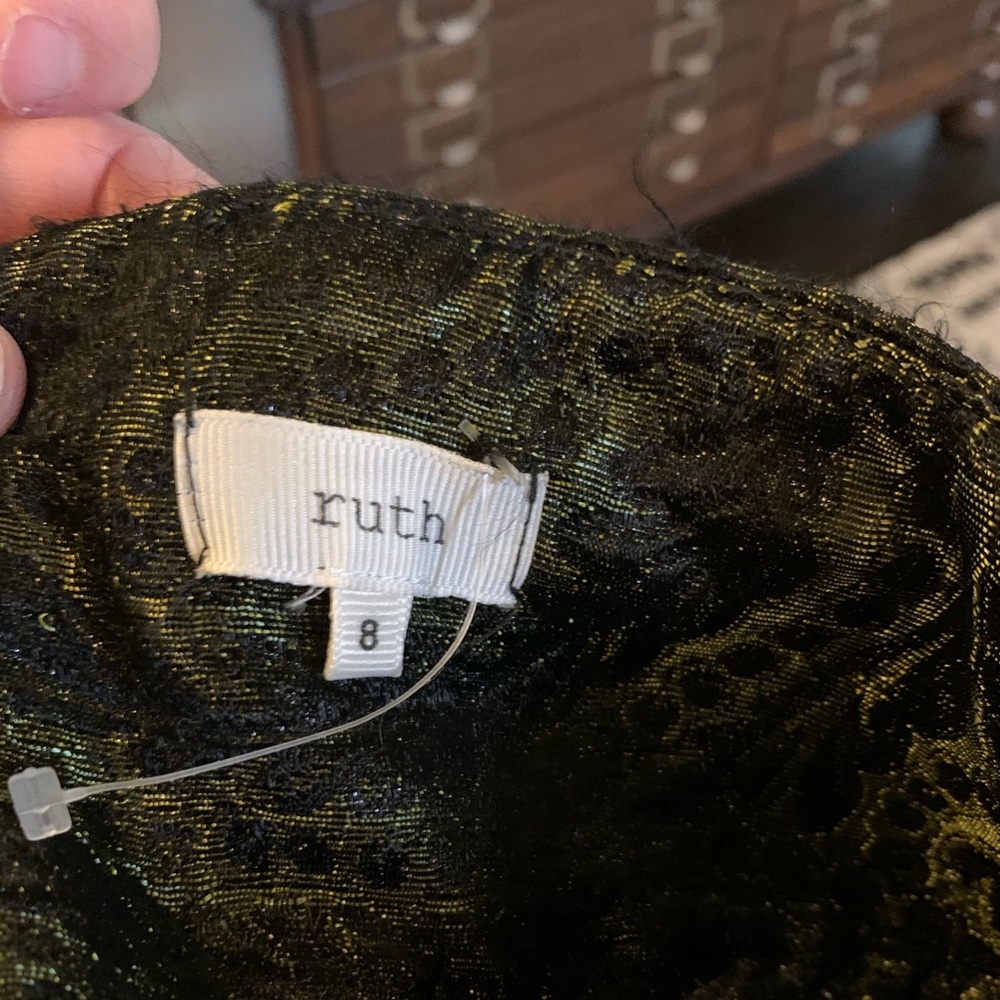 Anthropologie Ruth Olive Green Jacquard Dress sz 8 - Picture 3 of 4